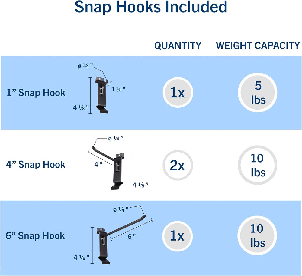 Slatwall Hooks, Black, 8 Pack Heavy Duty Garage Slatwall Hooks Accessories fo...