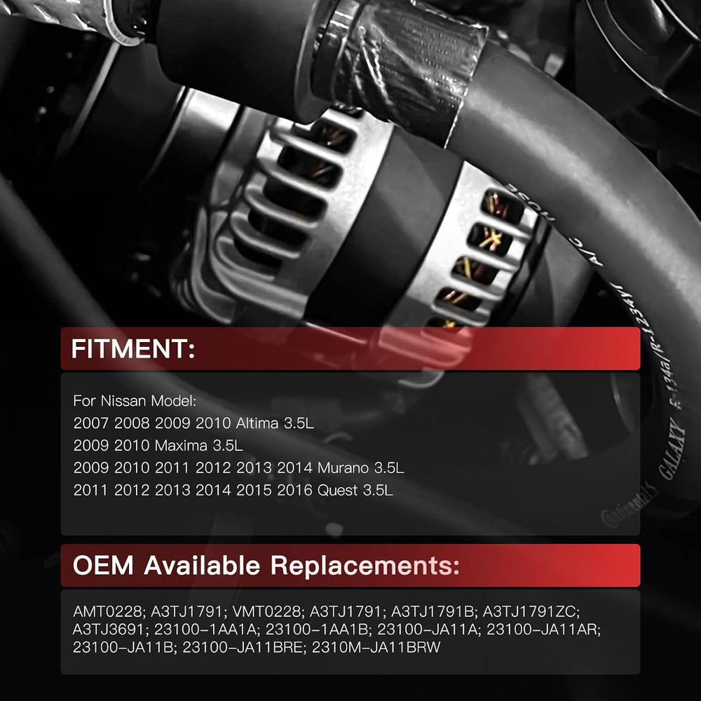 V6 130A Alternator for Nissan Altima/Maxima/Murano/Quest 07-17
