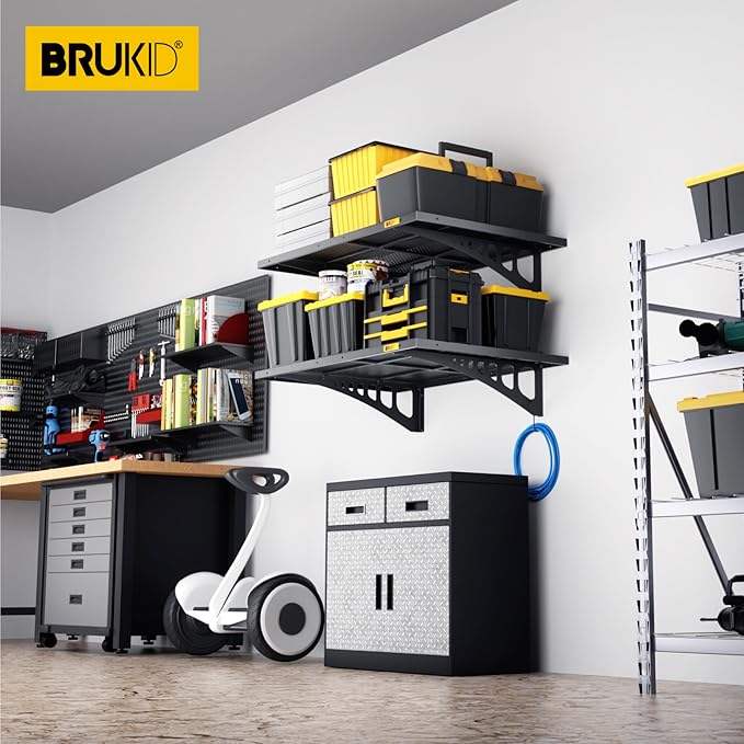 2Pack 2x3ft Adjustable Metal Garage Wall Shelving Heavy Duty Garage Storage