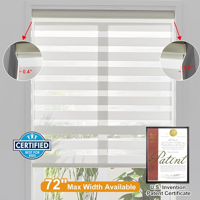 Persilux Cordless Zebra Blinds for Windows Free-Stop Roller Windows Shades Dual