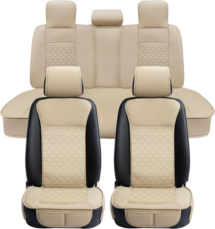 Elantrip Car Seat Cover Full Set Leather Car Seat Protector Universal fit
