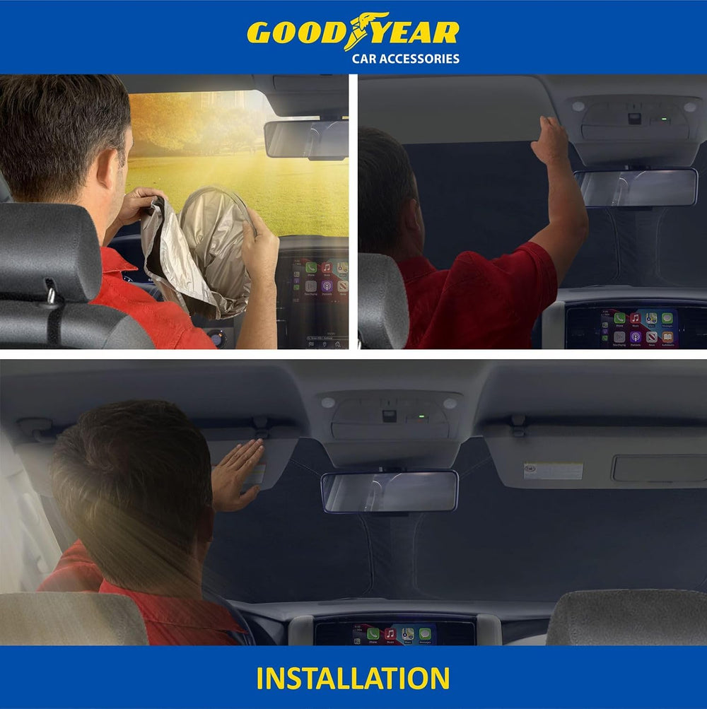 Goodyear Foldable Windshield Sunshade for Toyota Tacoma 2024-2026, Truck car ...