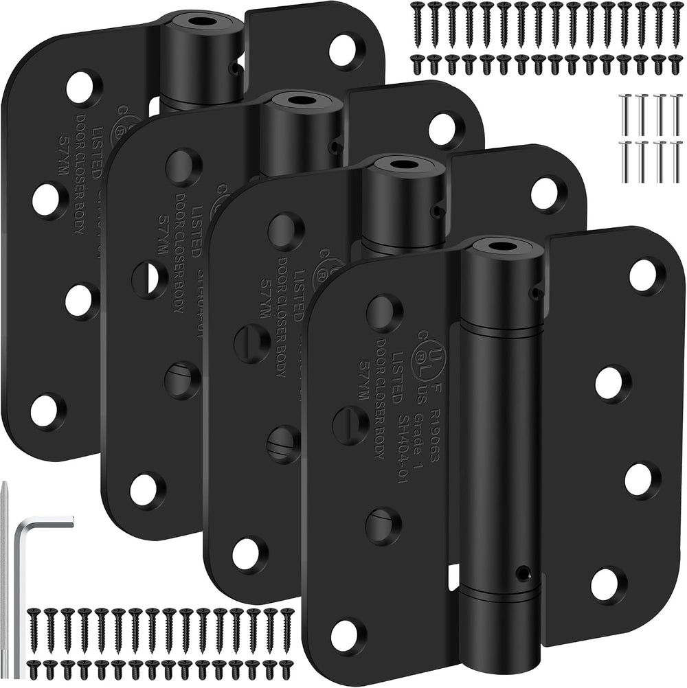 4 Inch Self Closing Door Hinges, 5/8" Radius Corners Spring Loaded Hings