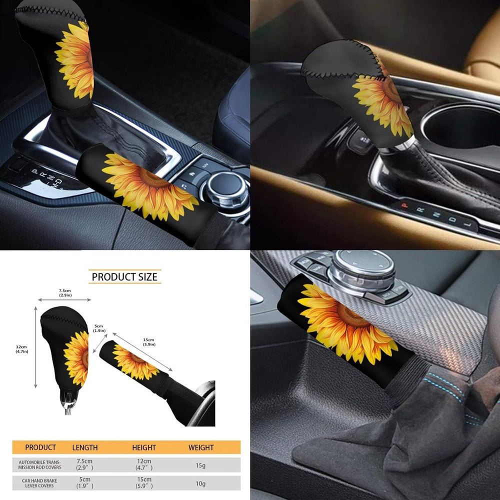 Sunflower Print Car Seat Cover Full Set for Men Women Auto Accessories Full S...