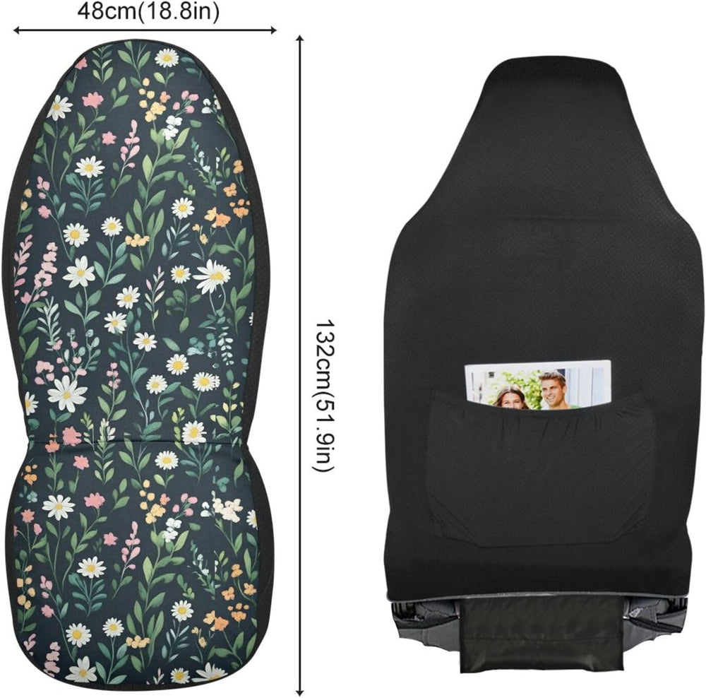 ALAZA Vintage Wildflowers Leaves Car Seat Cover, Front Auto Seat Covers Bucke...