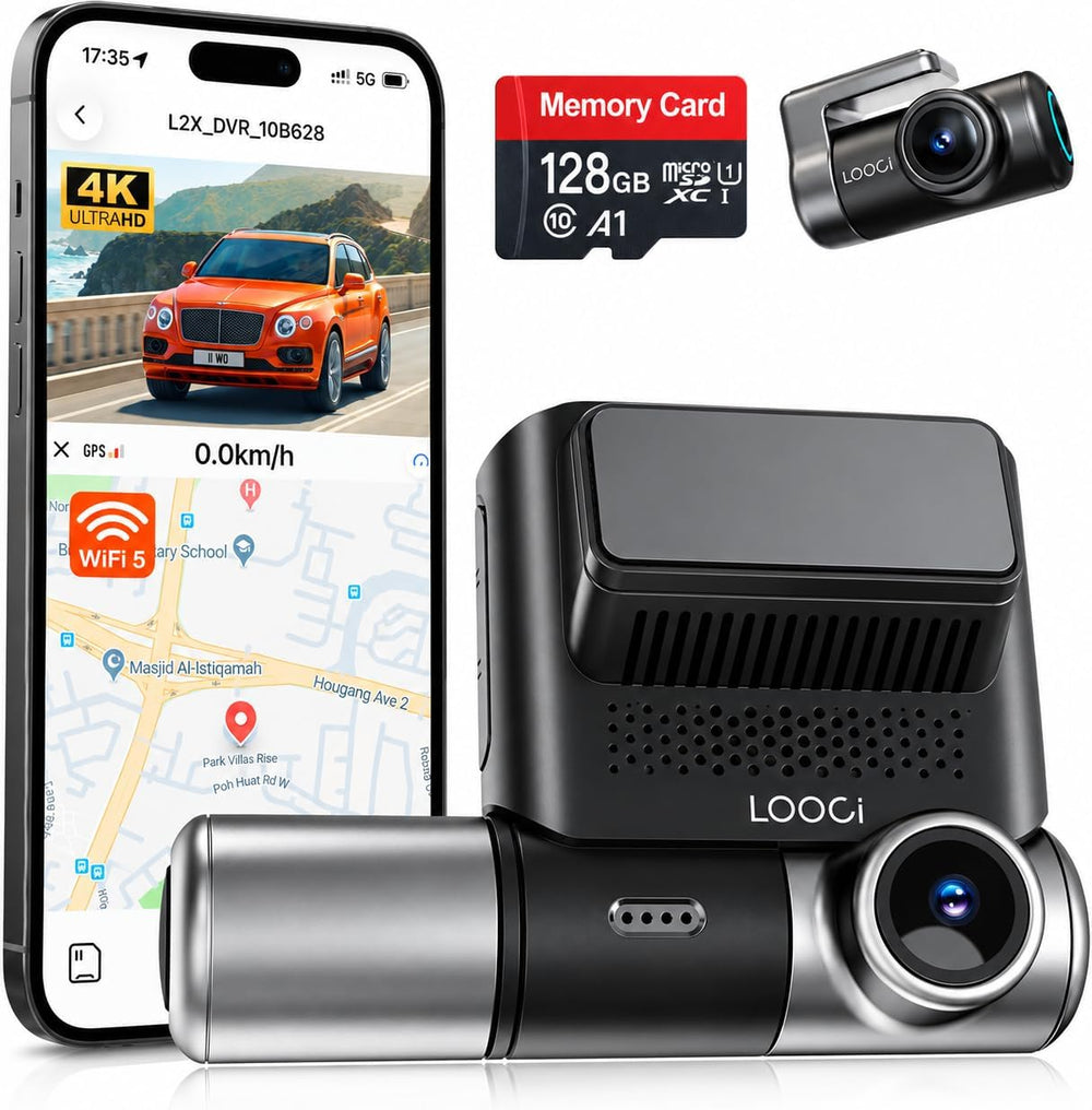 4K Dash Cam Front Rear Inside Free 128GB Card STARVIS 2 HDR Night Vision