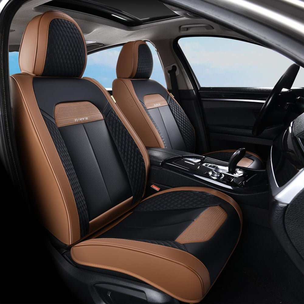 Car Seat Covers Front Seats Only, Luxury Leather Seat Covers Universal Anti-S...