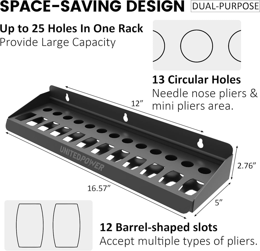 UNITEDPOWER Pliers Holder, Wall Mount Storage Rack Organizer for Workshop, Sh...