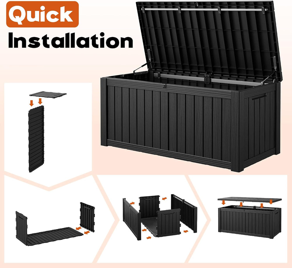 Outdoor Storage Box, Resin Deck Boxes Indoor and outdoor, Waterproof Storage ...