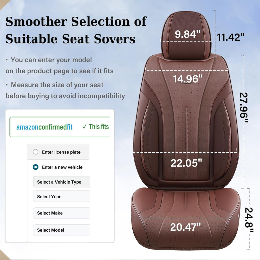 Coverado Front and Back Car Seat Covers, Leather Seat Cover for Cars, Automot...