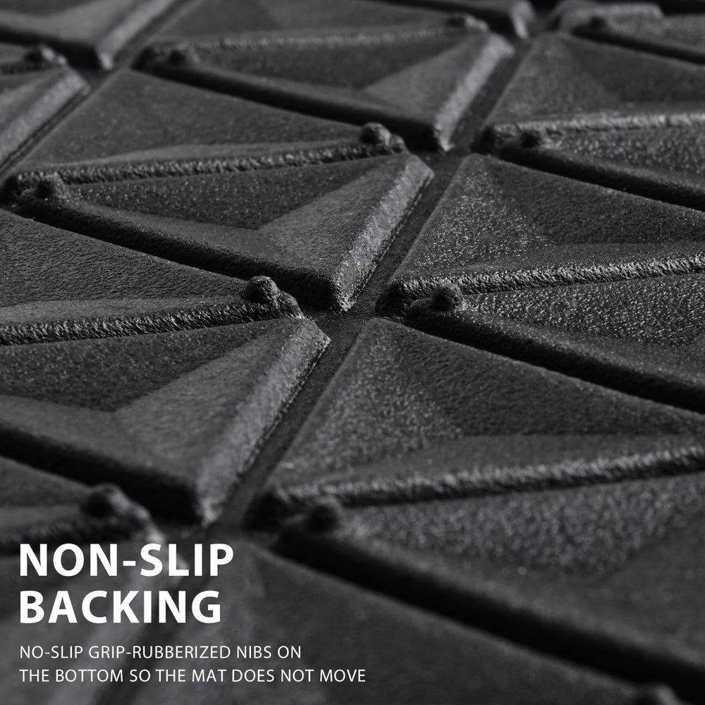 CAR PASS Bling Diamond Car Mats Rubber Floor Mats Full Set Anti-Slip 3D Rhomb...