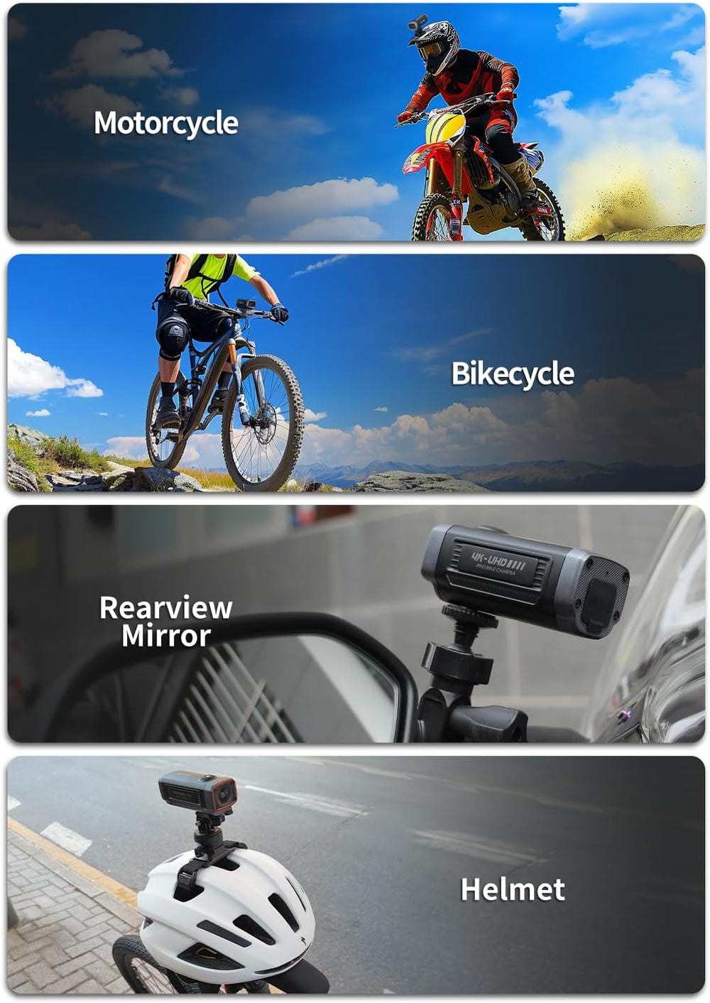 AKEEYO AKY-710S Motorcycle Camera 4K 28fps, 2K 55fps, Wide-Angle 142°, IP67, ...