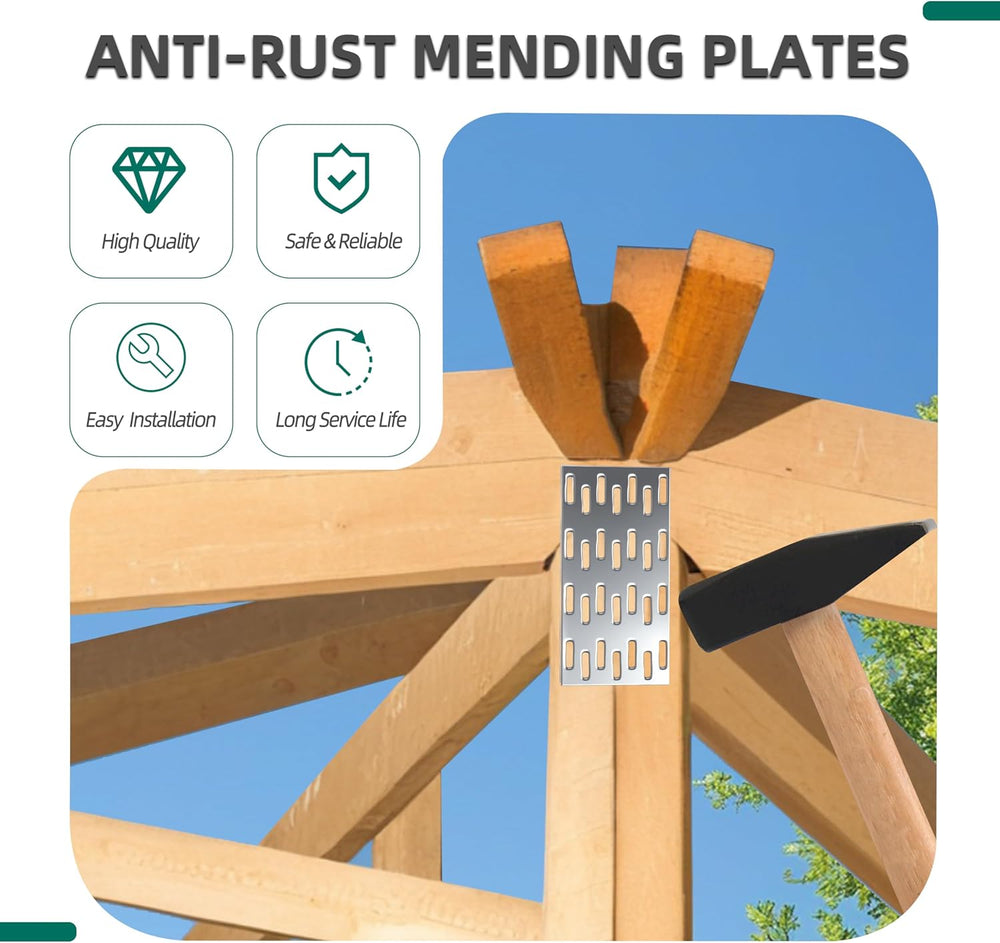 100 Pack 4"x2" Pronged Truss Plates with 8mm Nail Teeth