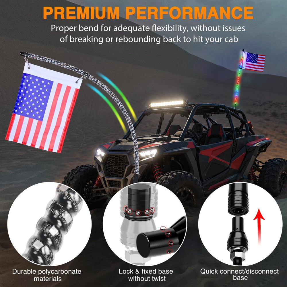 Nilight 1PC 3FT Spiral RGB LED Whip Light, Ultra Bright Lighted Antenna