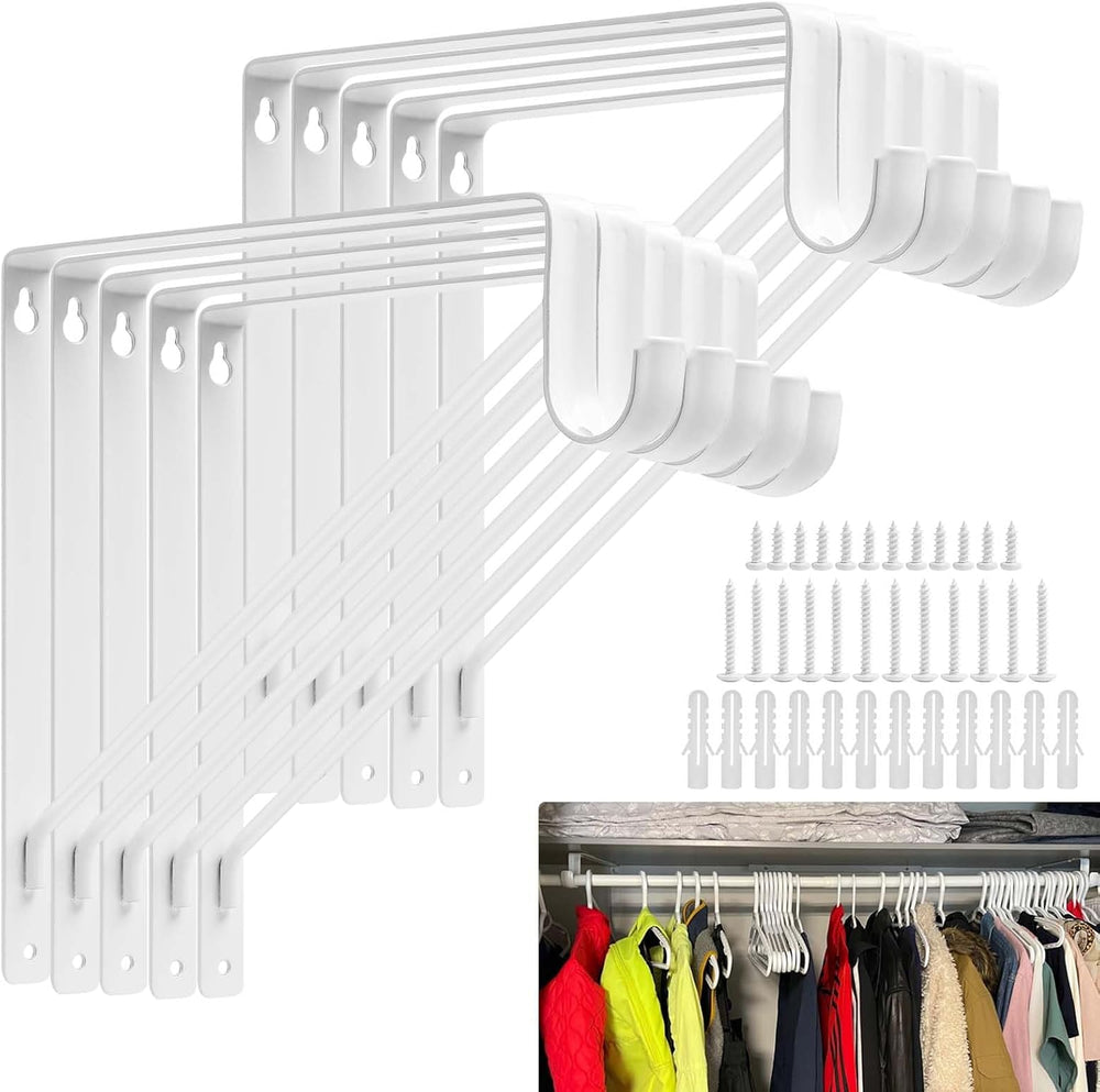 10 PCS Heavy Duty Closet Rod Bracket,11''x11'' Closet Shelf B...