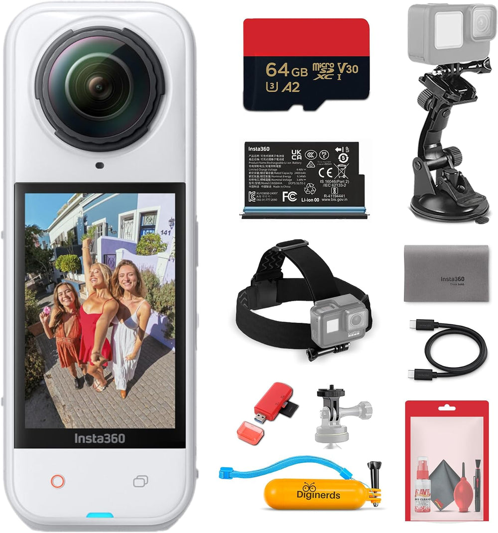 Insta360 X5 8K 360 Waterproof Action Camera (White) | 1/1.28" Sensors, P...