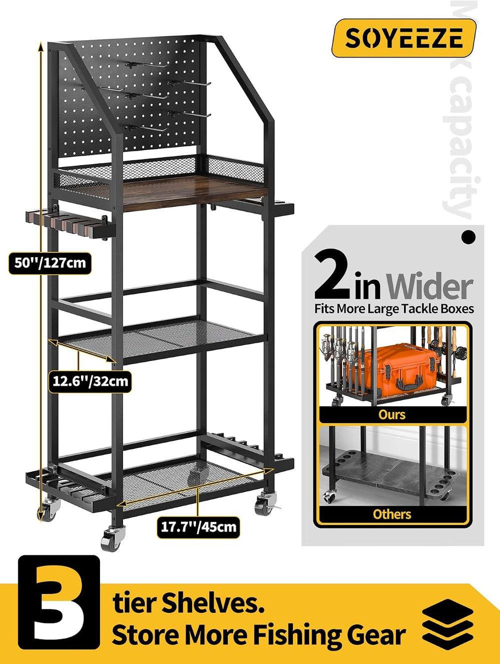 Fishing Rod Holders for Garage, Fishing Pole Holders Up to 12 Rods with Pegbo...