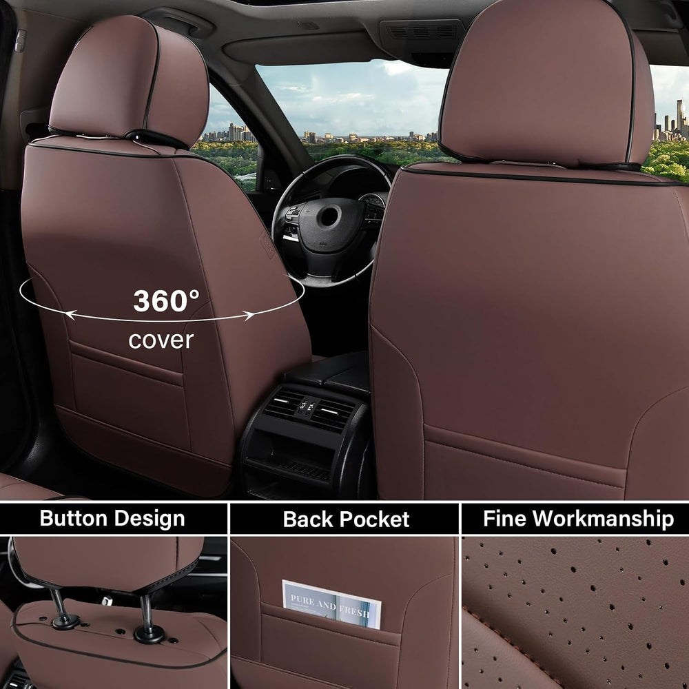 Coverado Front and Back Car Seat Covers, Leather Seat Cover for Cars, Automot...