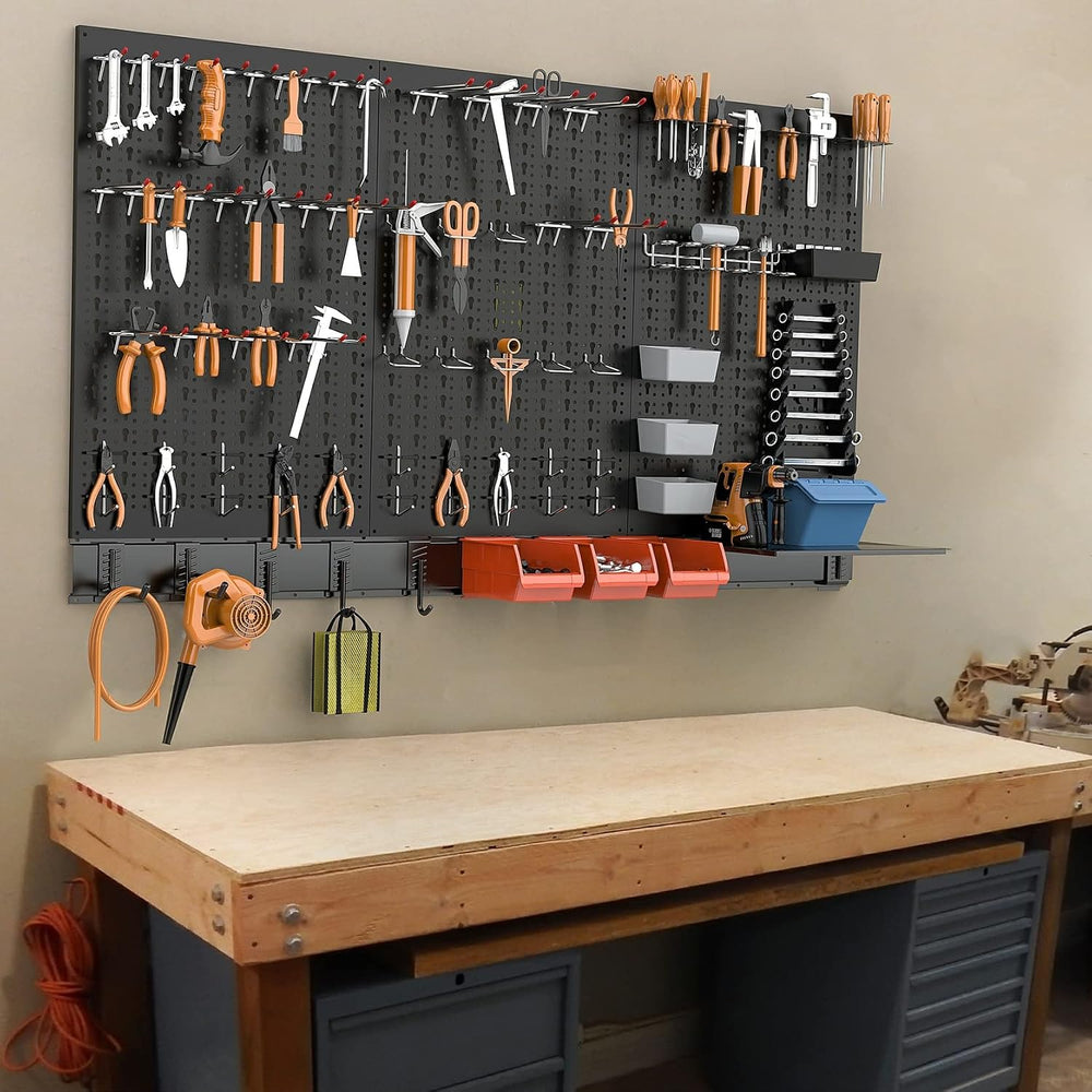 TORACK Metal Pegboard Wall Organizer System 24x48 in, 109 PCS Pegboard Kit