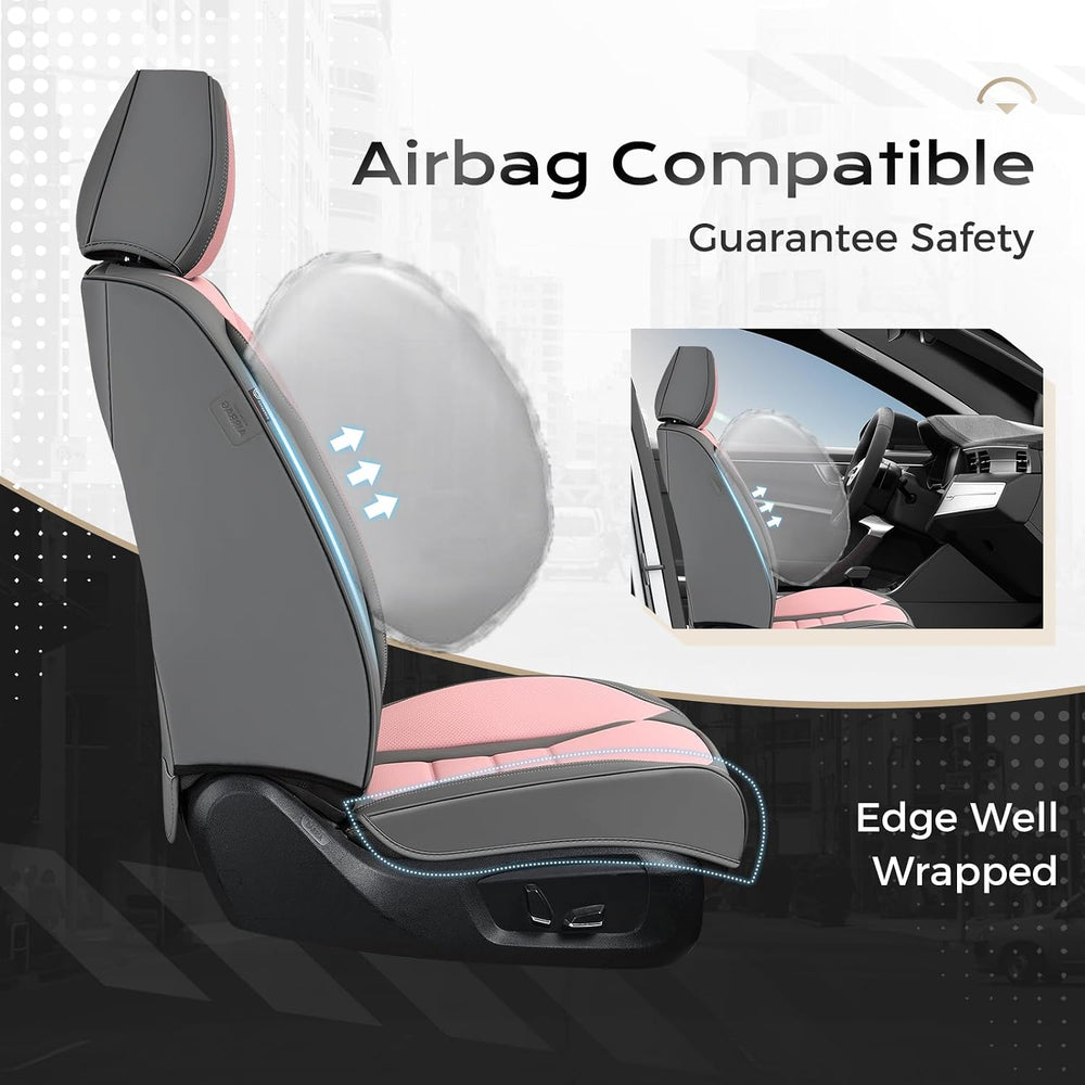 Coverado Car Seat Covers Full Set, Nappa Leather Seat Covers for Cars, Car Se...