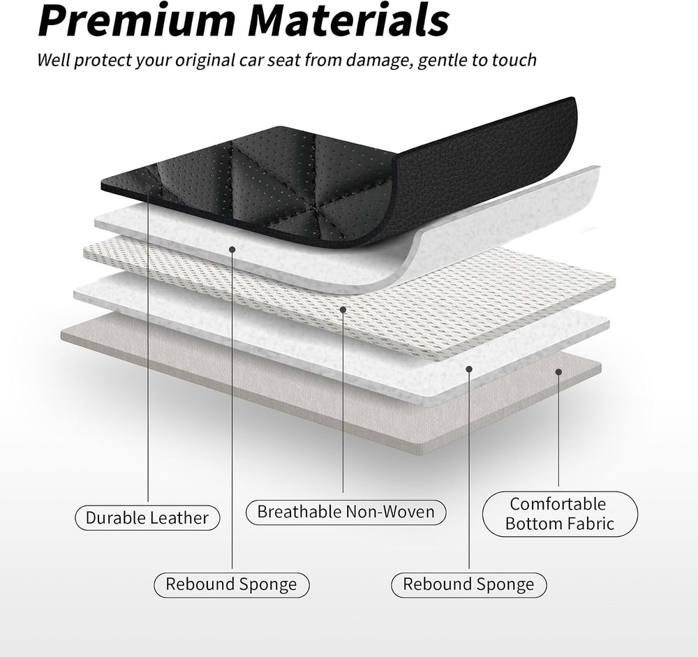 Front Car Seat Covers Full Coverage Waterproof Leather, Black