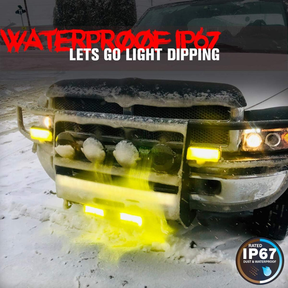 Chelhead 7 Inch Yellow LED Light Bars 96 PCS 13824LM Quad Row Waterproof Spot...
