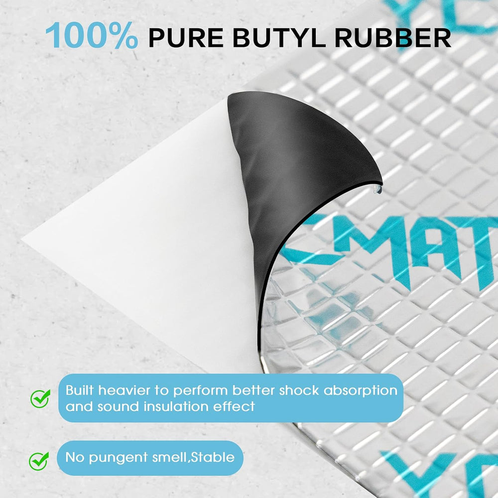 50 Mil Butyl Sound Deadening Mat for Car, 50 sqft Deadener Material
