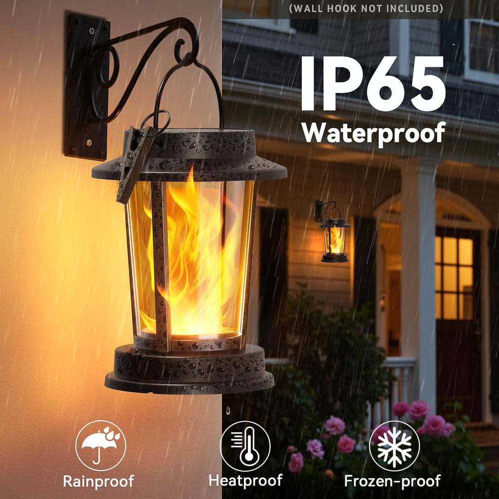 Solar Lanterns Outdoor, 4 Pack Flickering Flame Solar Lights