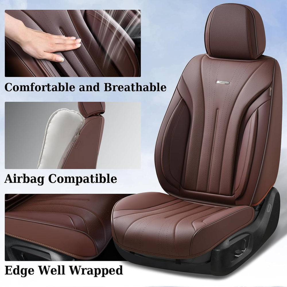 Coverado Front and Back Car Seat Covers, Leather Seat Cover for Cars, Automot...