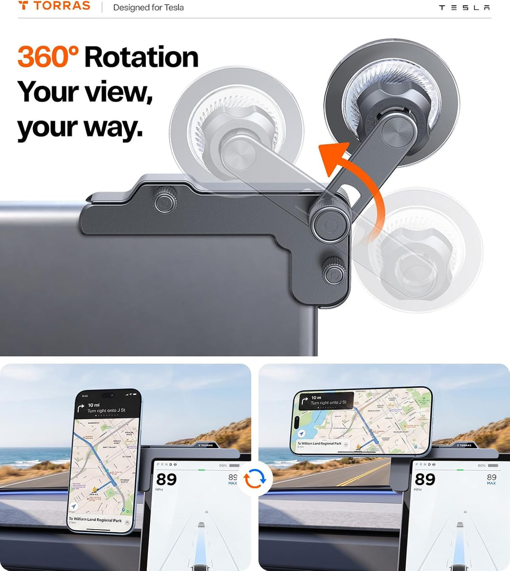 TORRAS Edge Tesla Phone Mount [No Adhesive & Strong Magnet] 360° Adjustab...