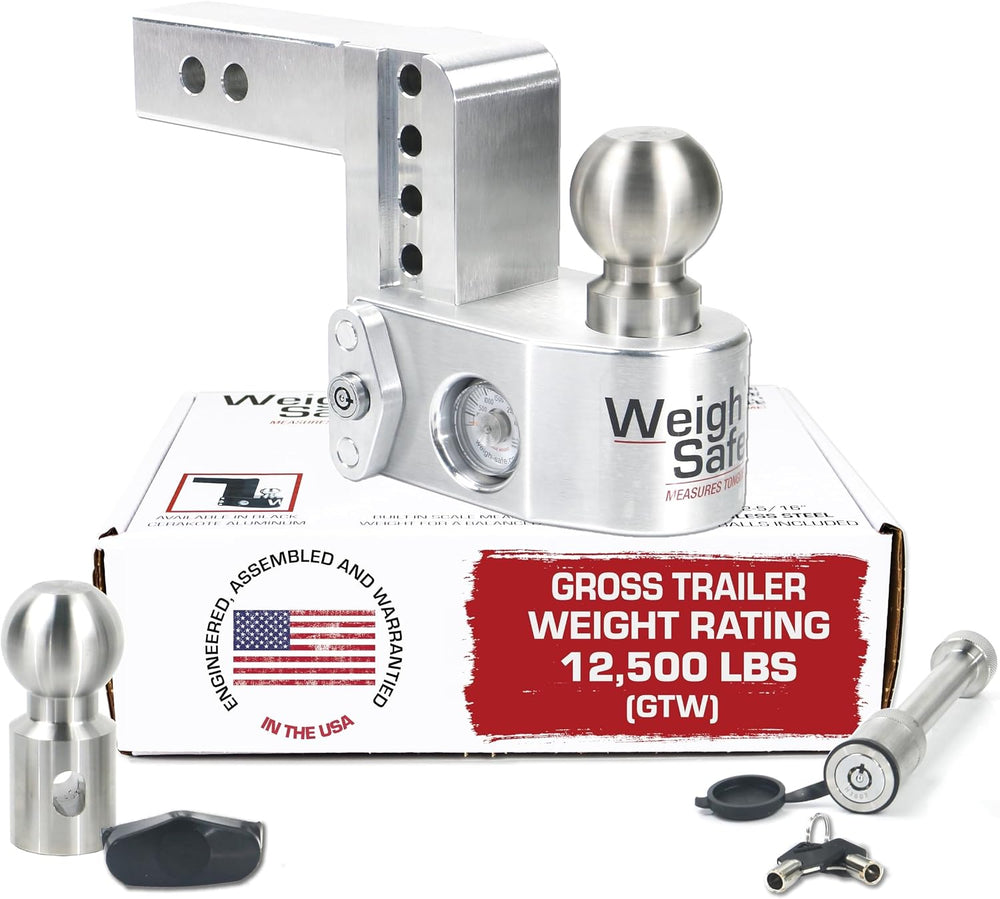 Weigh Safe Aluminum Adjustable Trailer Hitch - Towing Hitch with Built-In Ton...