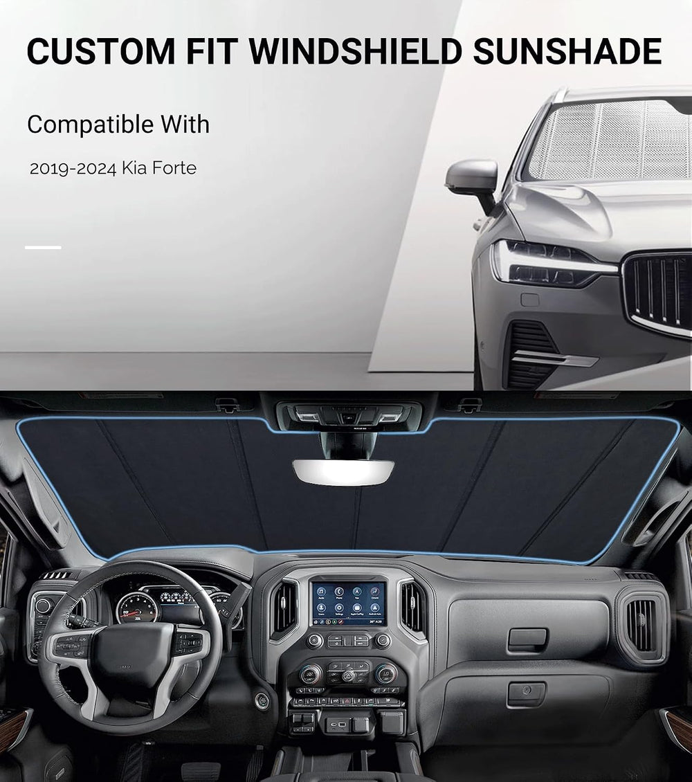 Pigenius Windshield Sun Shade for 2019-2024 Kia Forte. Front Window Sunshade ...