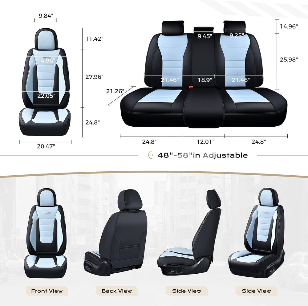 Coverado Car Seat Covers Full Set, Nappa Leather Seat Covers for Cars, Car Se...