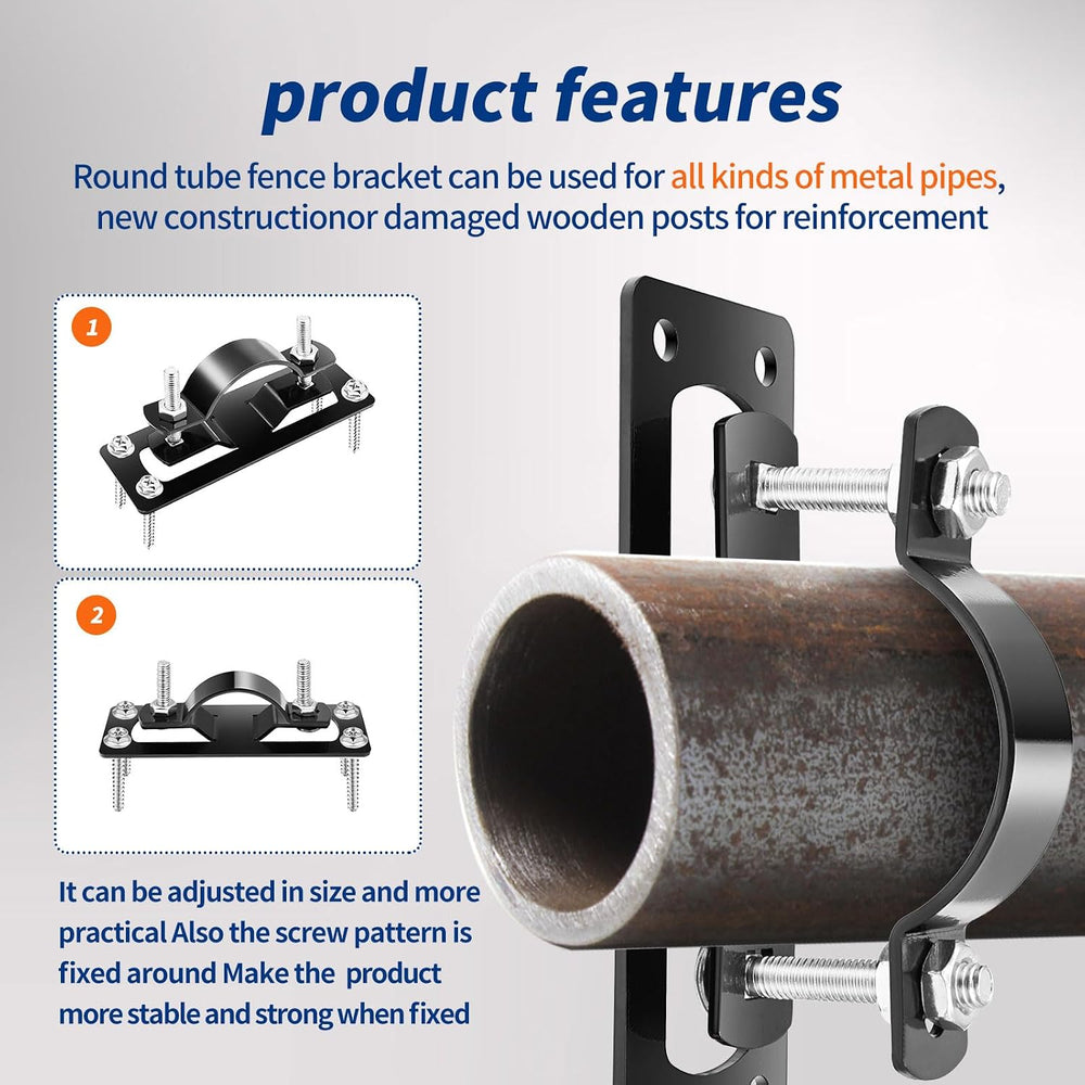 Colinktool Steel 2 Wood Fence Bracket,Chain Link Wood Adapter-24Pack