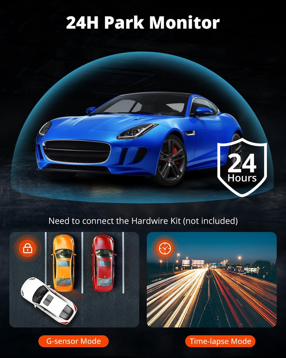 Kingslim E4 4K Dash Cam Front and Rear, WiFi Front 4K Rear 1080P Dual Dash Ca...