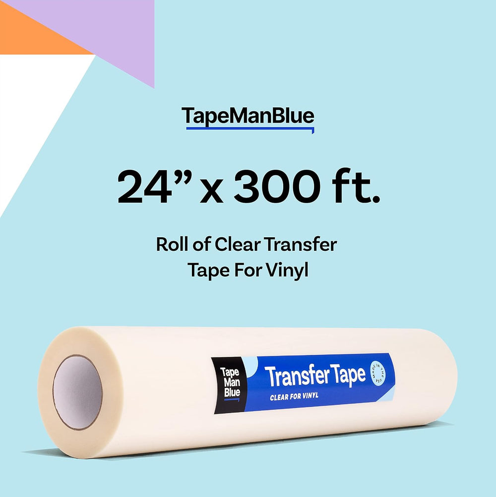 TapeManBlue 24" x 300' Roll of Clear Transfer Tape for Vinyl, Made i...