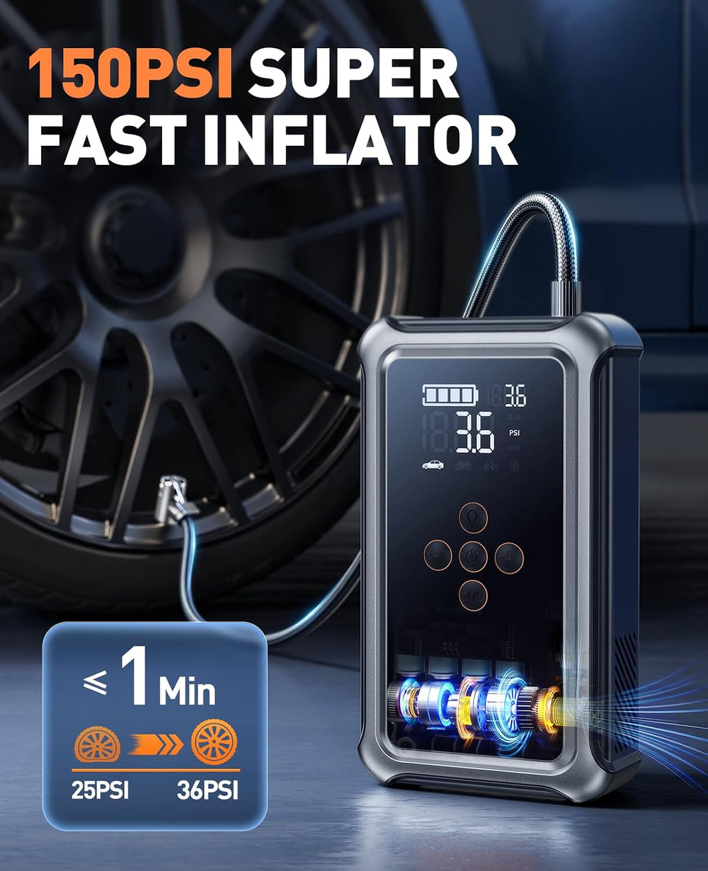 Car Battery Jump Starter with Air Compressor 6000A 150PSI, Car Jumper Starter...
