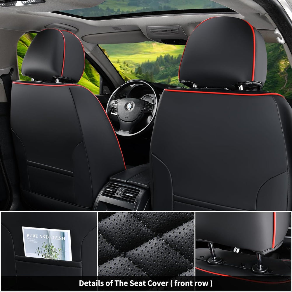 Coverado Seat Covers Full Set, Waterproof Nappa Leather Seat Covers for Cars,...