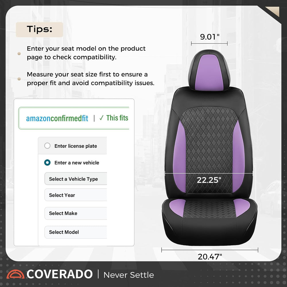 Coverado Car Seat Covers Full Set, Leather Seat Covers for Cars, Waterproof C...