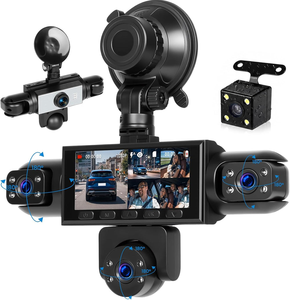 SIXWIN 360 Degree 1080P 5 Channel Dash Cam for Car with 10 Modes