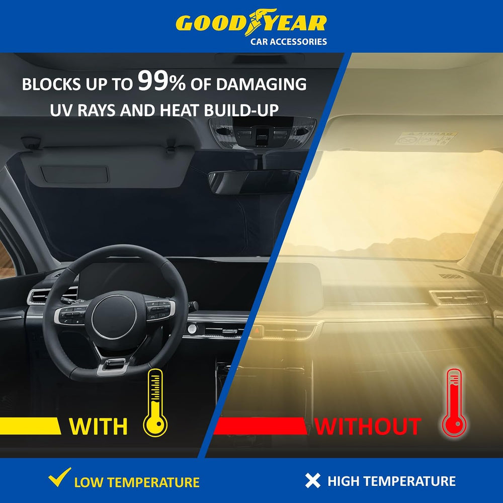 Goodyear Foldable Windshield Sunshade for Toyota Tacoma 2024-2026, Truck car ...