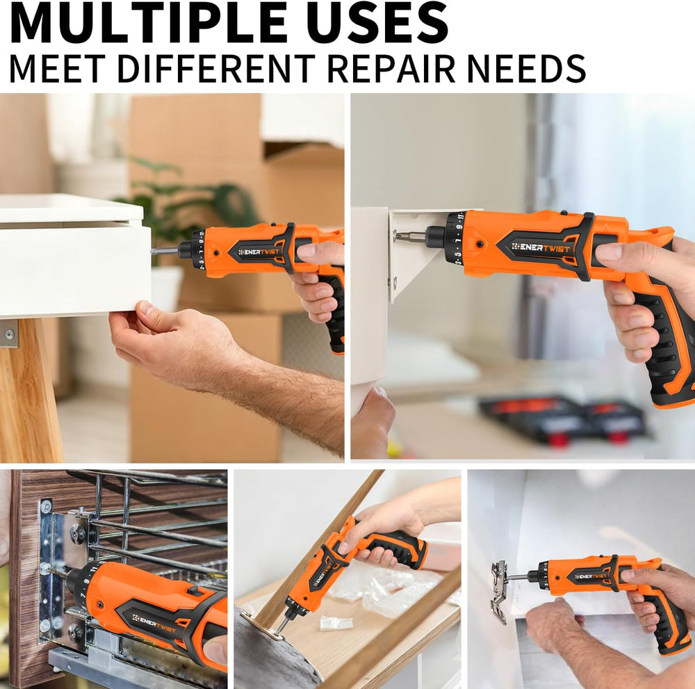 ENERTWIST 8V Cordless Screwdriver, 82 Accessory Kit, Max 10Nm 21+1 Cluth