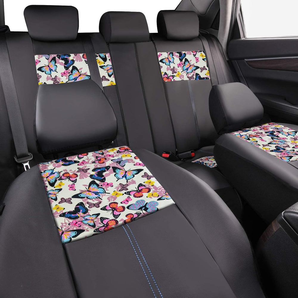 CAR-GRAND Universal Fit Pretty Butterfly and Flowers PU Leather Car Seat Cove...