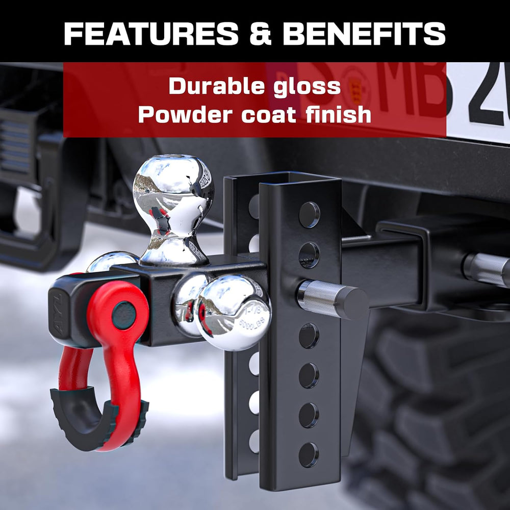 Trailer Hitch Tri-Ball Mount with Anti-Theft Locking Hitch Pin&Hook&R...