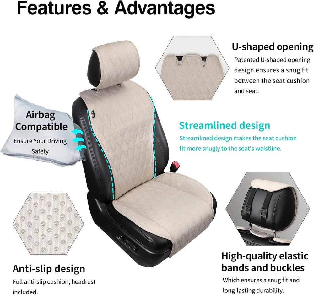 Leader Accessories 2pcs Sideless Front Seat Covers for All Seasons, Beige