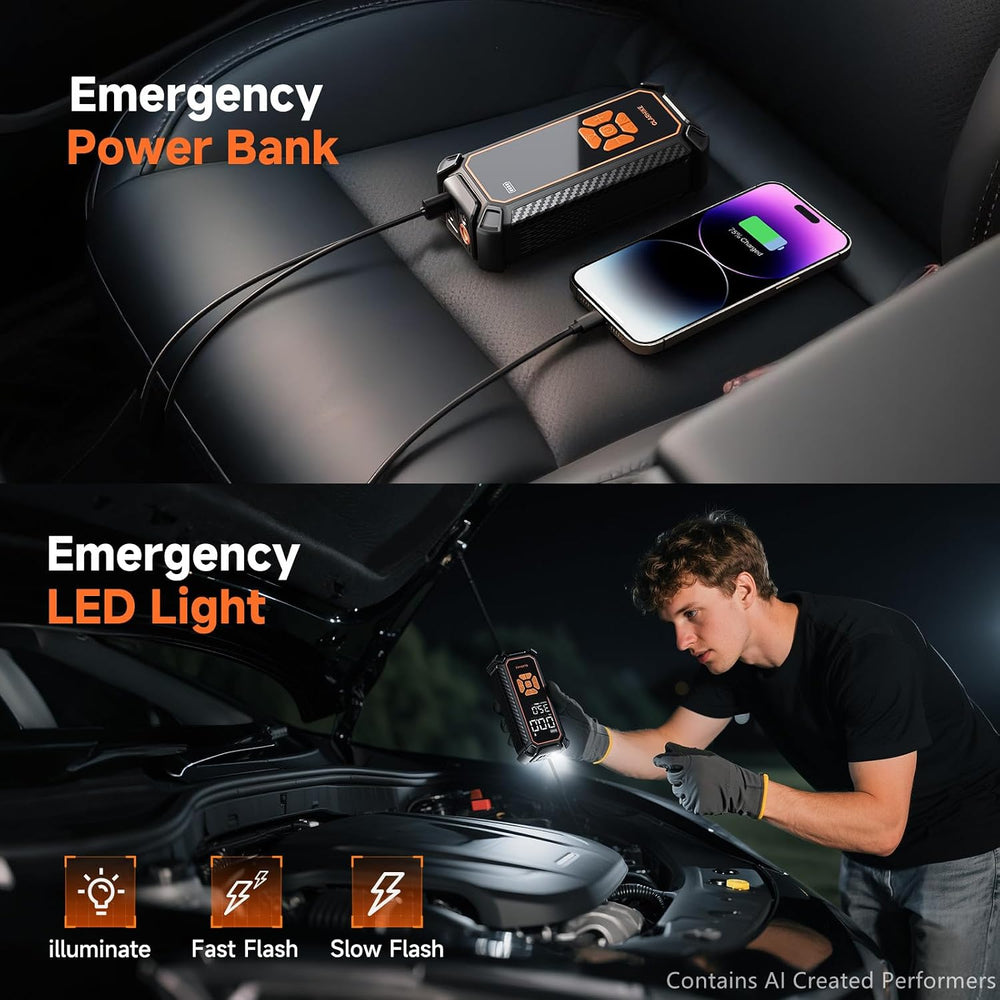OlarHike Tire Inflator Portable Air Compressor,Dual Power-3*2000mAh &12V DC
