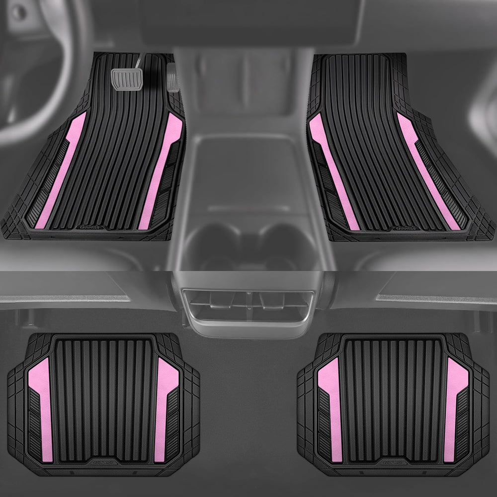 CAR PASS Heavy Duty Rubber Car Mats Metallic, Aluminum Film Cute All Weather ...