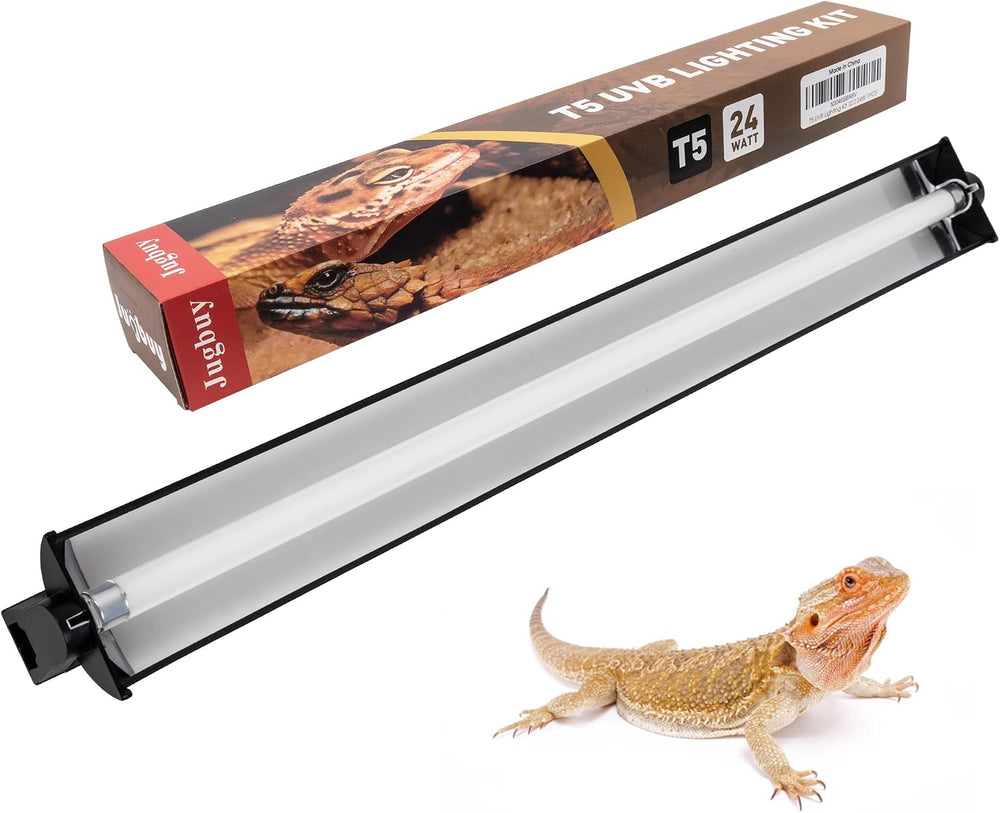 UVB Reptile Light Kit, 24W T5 Lamp Fixture and 10.0 UVB Tube Combo, Linear Li...