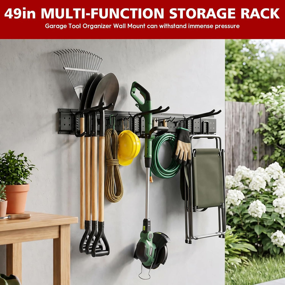 49.5"Garage Tool Organizer Wall Mount - 400 lbs Garden Tool Holder