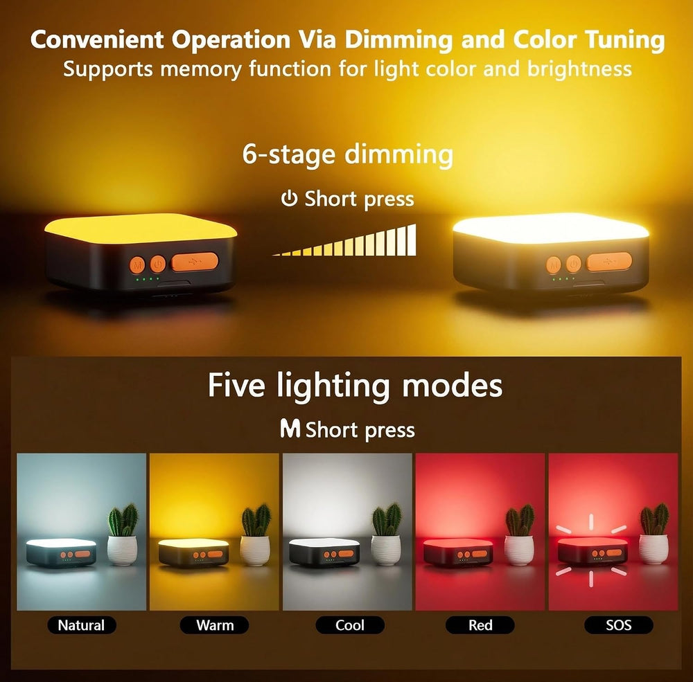 Solar Camping Lantern, Solar Camping Light 5200mAh Rechargeable 1000 Lumens 5...
